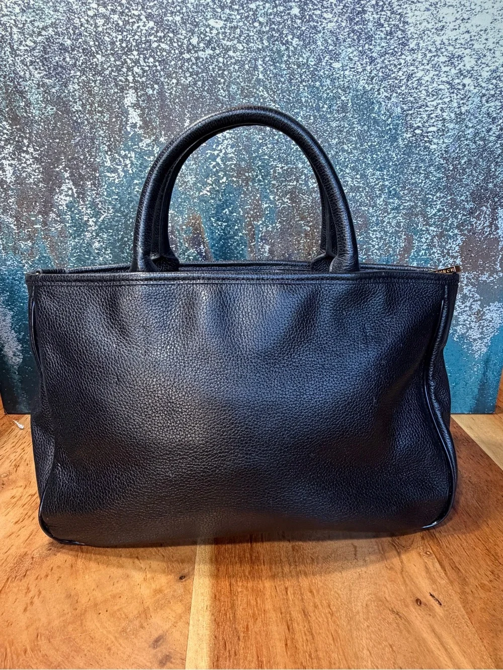 Tory Burch Classic Jaden Horsebit Black Pebbled Leather Satchel